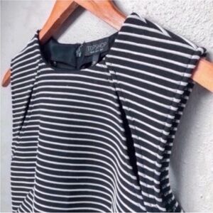 Topshop Black & White Striped Bodycon Cutout Dress